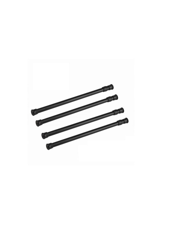 qinsou Cupboard Bars Tension Rods, 4 Pack Spring Tensions Rods 11.8 to 20 Inches Steel Adjustable Tension Curtain Rod Shower Rod Closet Rod Window Rods Black - Image 1